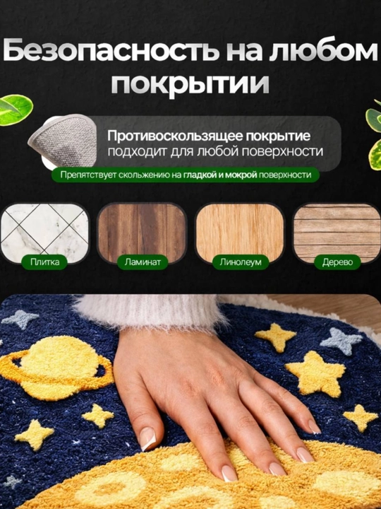 Коврик для ванной и туалета, противоскользящий, 50х80 см
