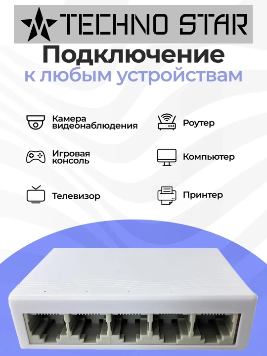 5-portli megabit stol kommutatori, tarmoq hab 100 Mb/s