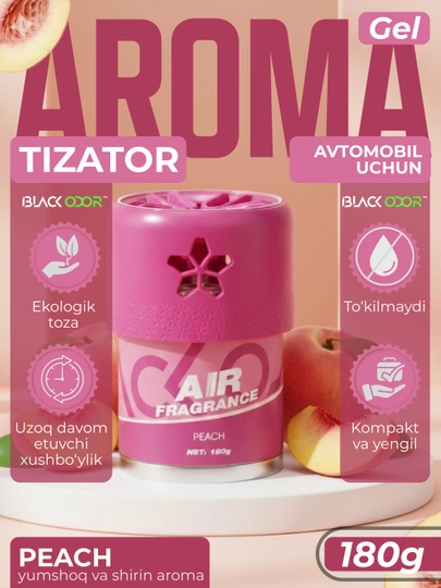 Гелиевый ароматизатор для автомобиля Black Odor, вентиляционный, 180 г — CARGOUZ-BKBO46-РОЗОВ
