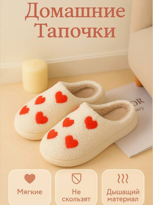 Домашние тапочки, женские, закрытые, с нескользящей подошвой - 