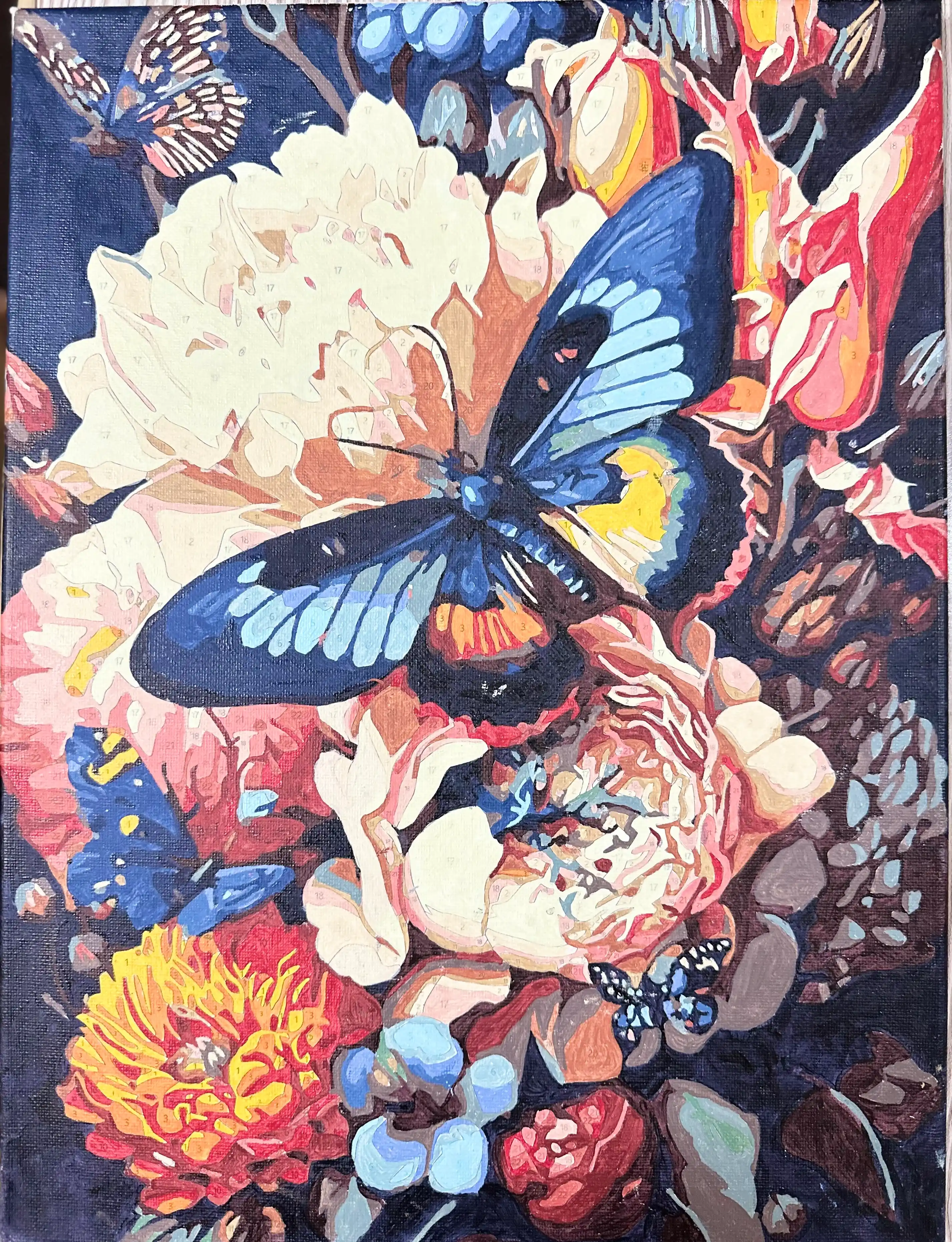 Raqamlar bo'yicha rasm Skystore Gullar, asosli ramkaga tortilgan, 30x40 sm