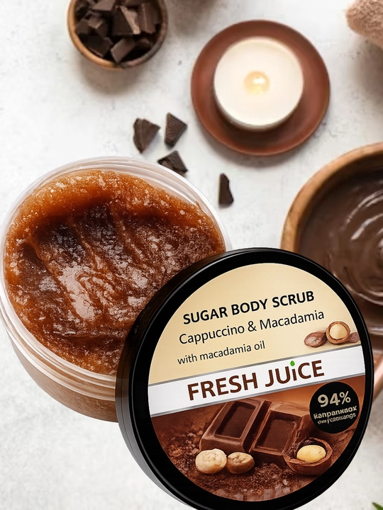 Сахарный скраб для тела, разглаживающий и питательный, Fresh Juice