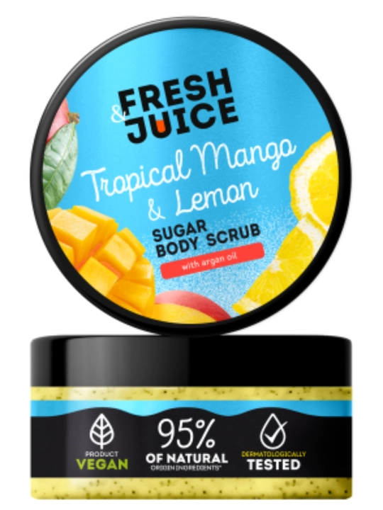 Сахарный скраб для тела, разглаживающий и питательный, Fresh Juice