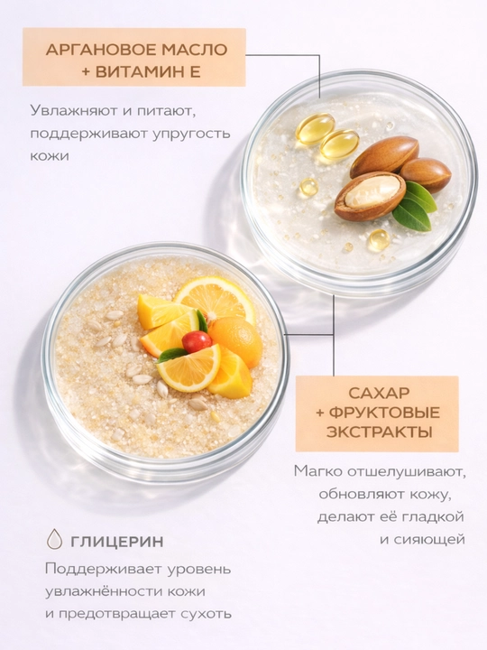 Сахарный скраб для тела, разглаживающий и питательный, Fresh Juice