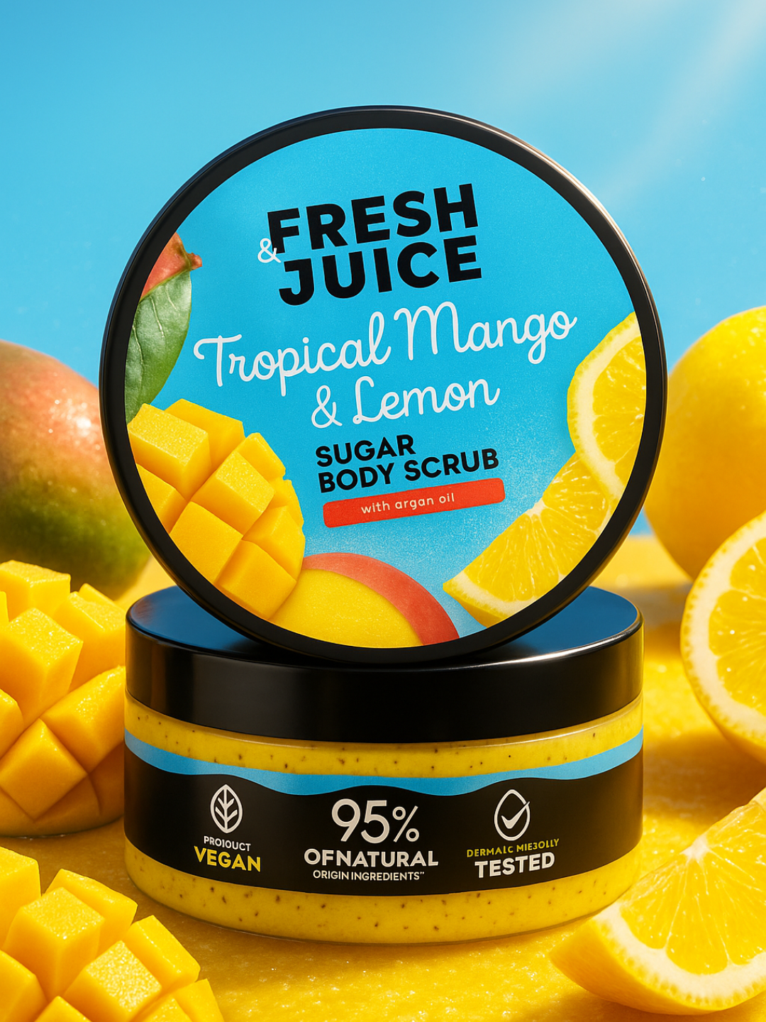 Сахарный скраб для тела, разглаживающий и питательный, Fresh Juice