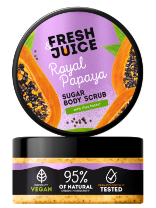 Сахарный скраб для тела, разглаживающий и питательный, Fresh Juice