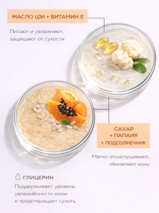 Сахарный скраб для тела, разглаживающий и питательный, Fresh Juice