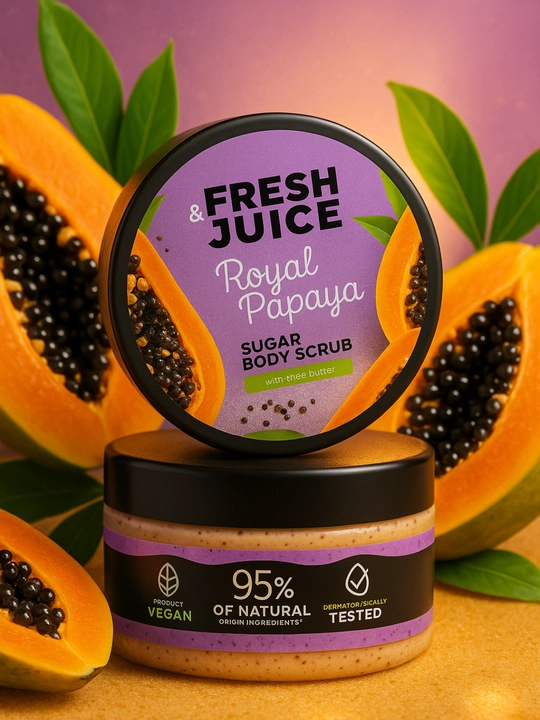 Сахарный скраб для тела, разглаживающий и питательный, Fresh Juice