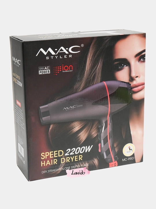 Professional fen soch quritgich MAC styler MC-6641, quritish va turmaklash uchun, 2400W