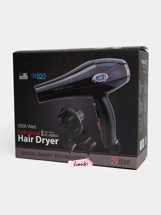 Professional fen soch quritgich MAC styler MC-6641, quritish va turmaklash uchun, 2400W