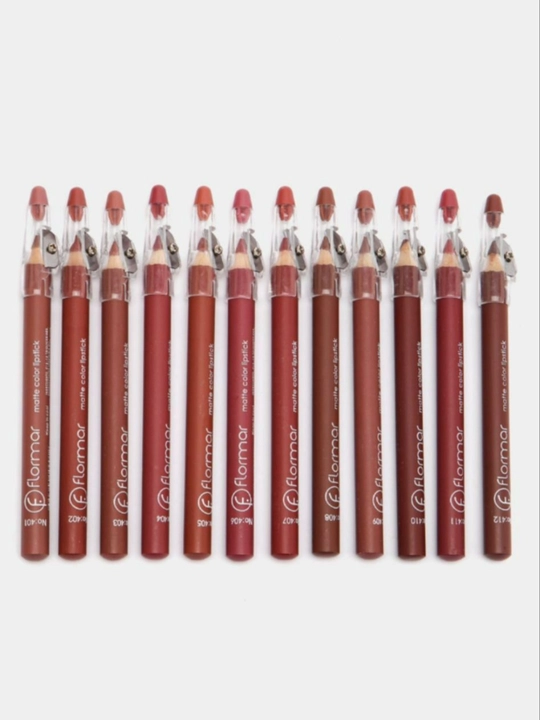 Flormar Matte kontr qalam — lablar uchun professional mat qalam (1 dona, 12 rang) 