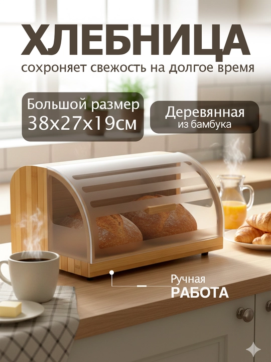 Деревянная хлебница из бамбука - 