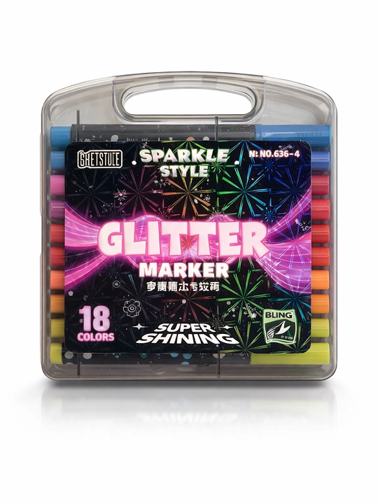 Flomasterlar Glitter 636, 18 rang - 