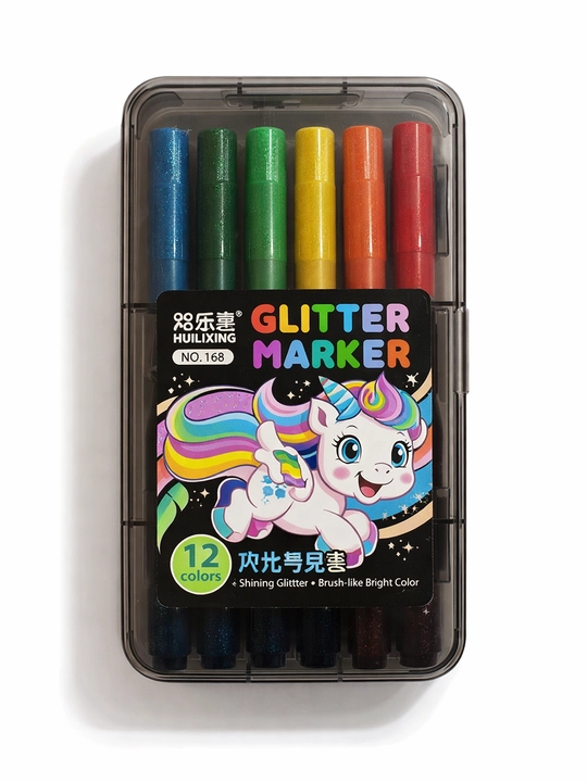 Flomasterlar Huilexing 168 Glitter Marker, 12 rang - 