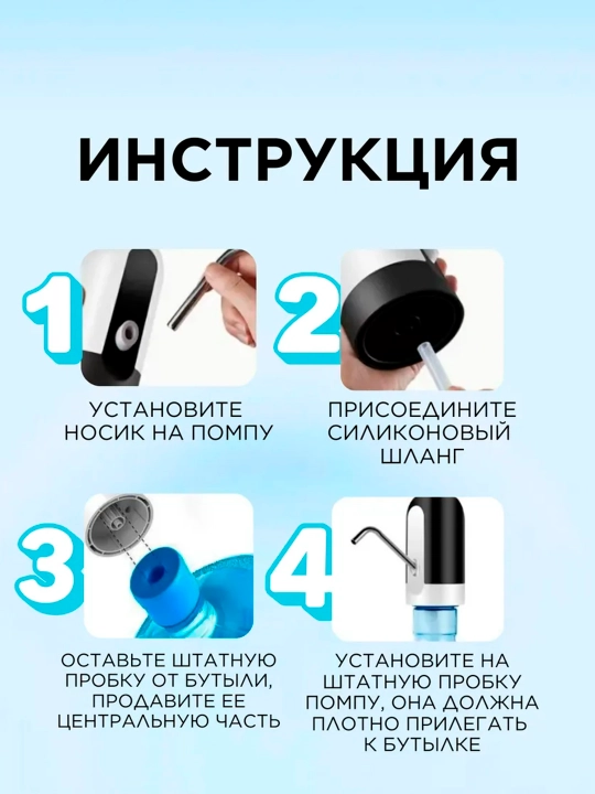 Электрическая помпа-диспенсер для воды, Универсальная для 5/10/18.9 л бутылей