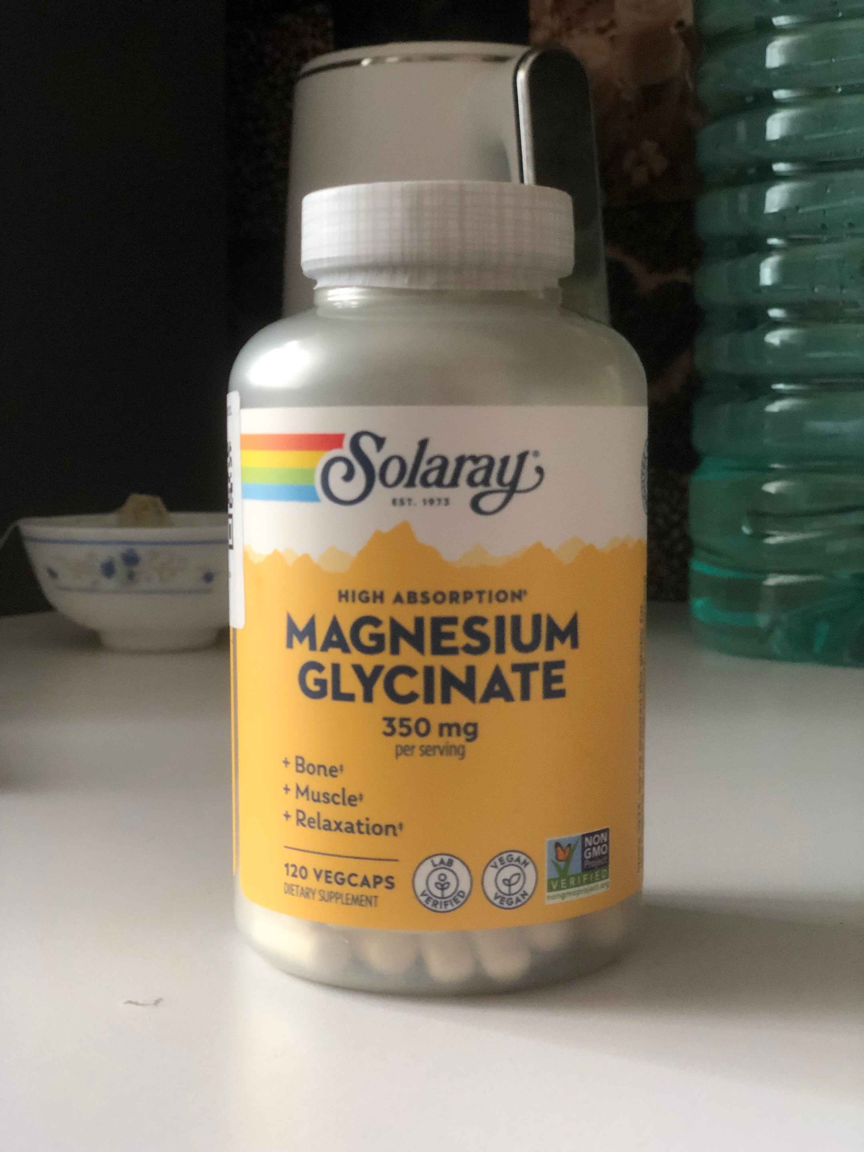 Solaray, Yuqori o‘zlashuvchan magniy glitsinat, AQSH 350 mg, 120 ta o‘simlik kapsulasi
