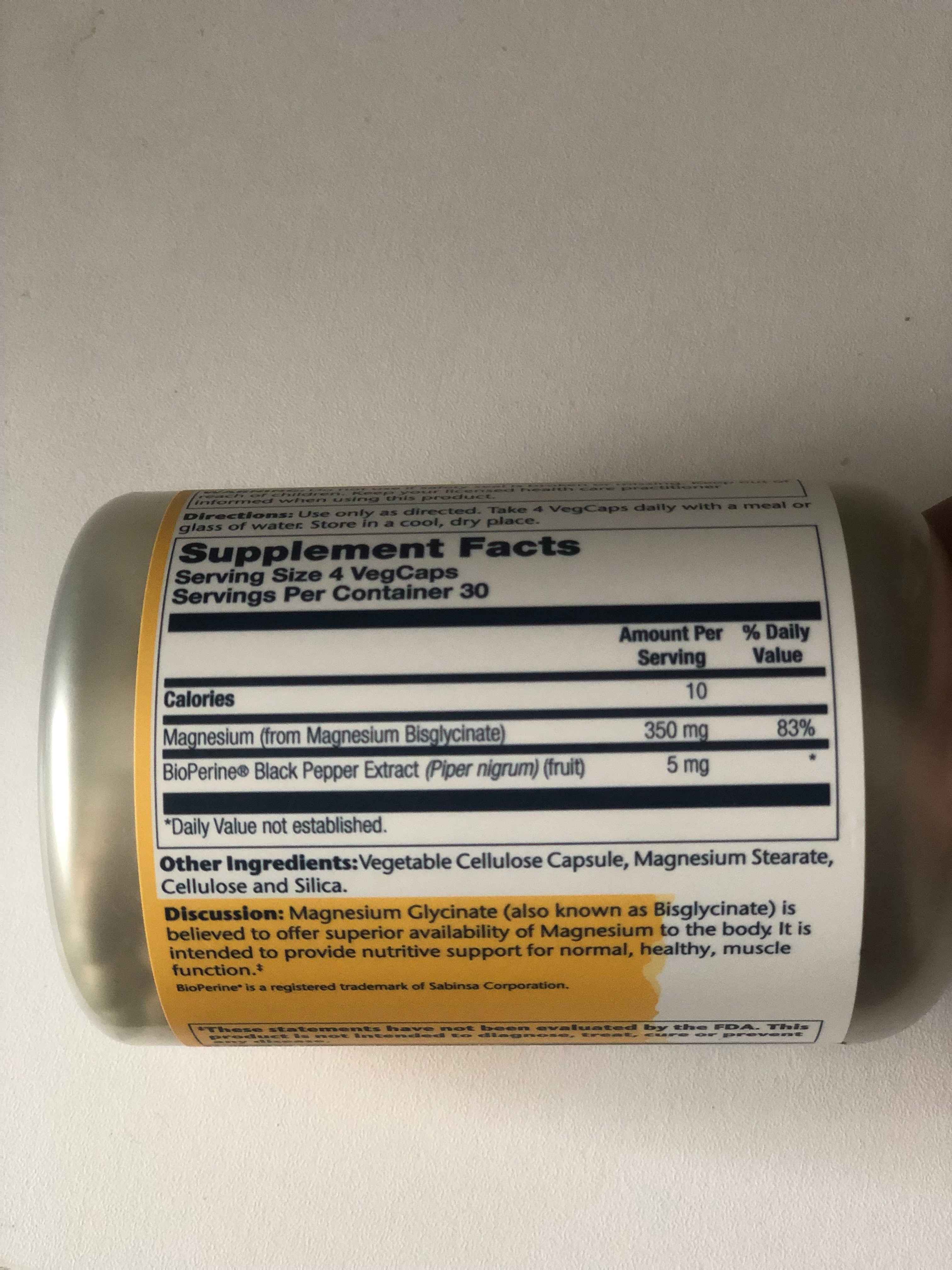 Solaray, Yuqori o‘zlashuvchan magniy glitsinat, AQSH 350 mg, 120 ta o‘simlik kapsulasi