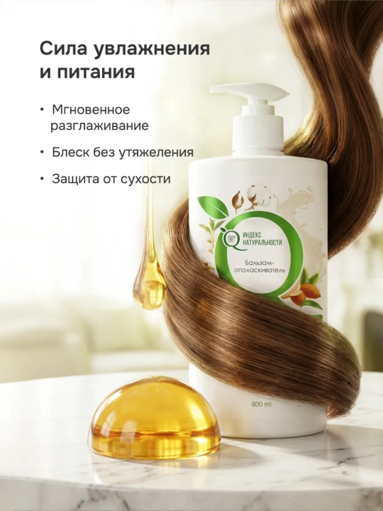 Barcha turdagi sochlar uchun balzam, bodom moyi, Keratin, pantenol 800 ml