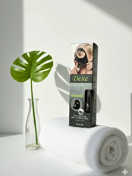 Dexe Black Charcoal Mask – 120 g, qora niqob terini chuqur tozalash va oqartirish uchun