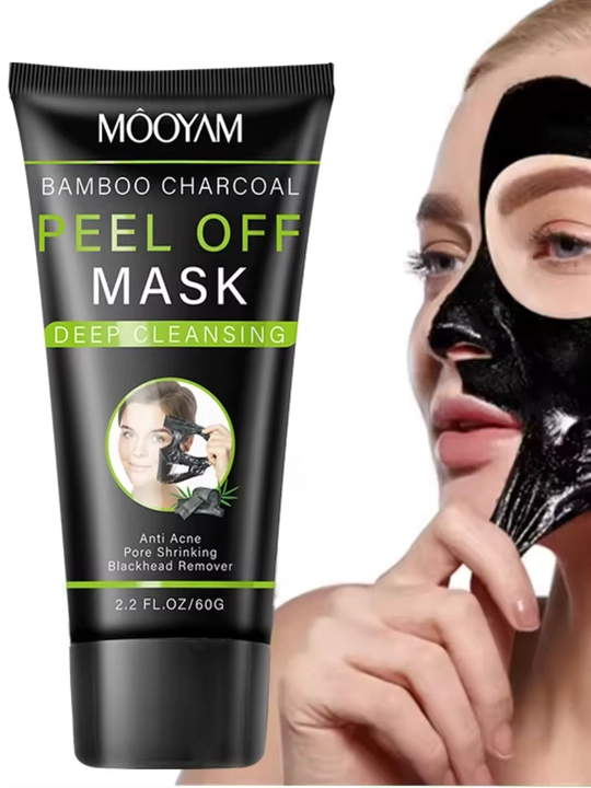 Mask угольная маска для лица против прыщей, черная, отбеливающая, 60 г
