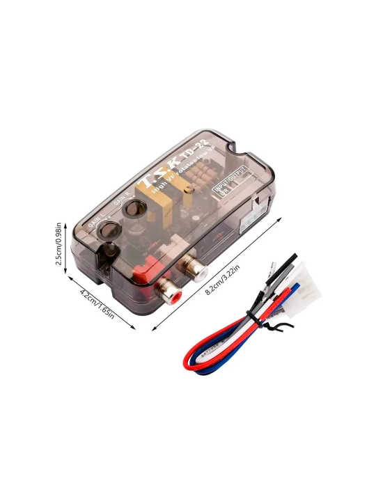 TD-22 audio konverteri magnitola signalini RCA chiqishga aylantiradi, 12V, universal