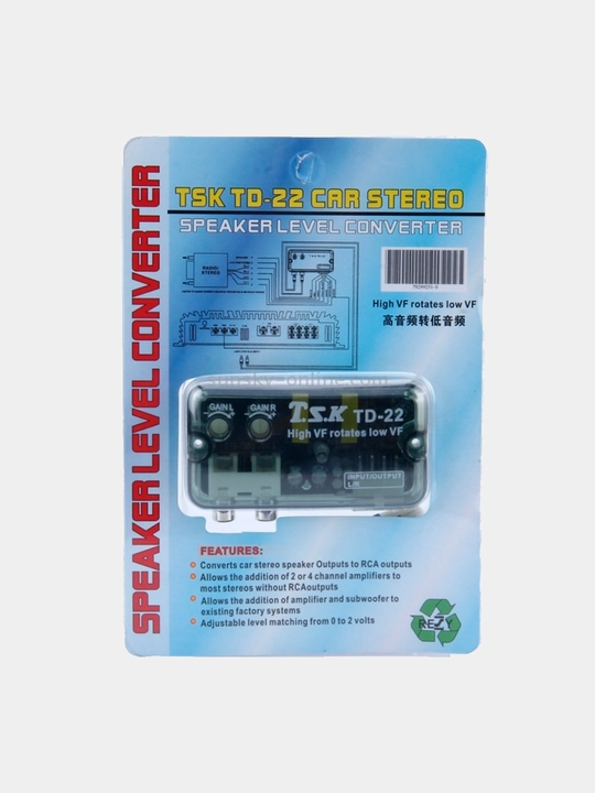 TD-22 audio konverteri magnitola signalini RCA chiqishga aylantiradi, 12V, universal