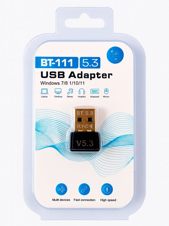 Simsiz adapter, Bluetooth 5.3, USB 2.0, avtomatik aniqlash qora - 