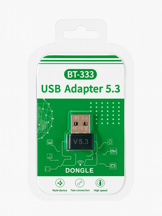 Simsiz adapter, Bluetooth 5.3, USB 2.0, avtomatik aniqlash qora - 