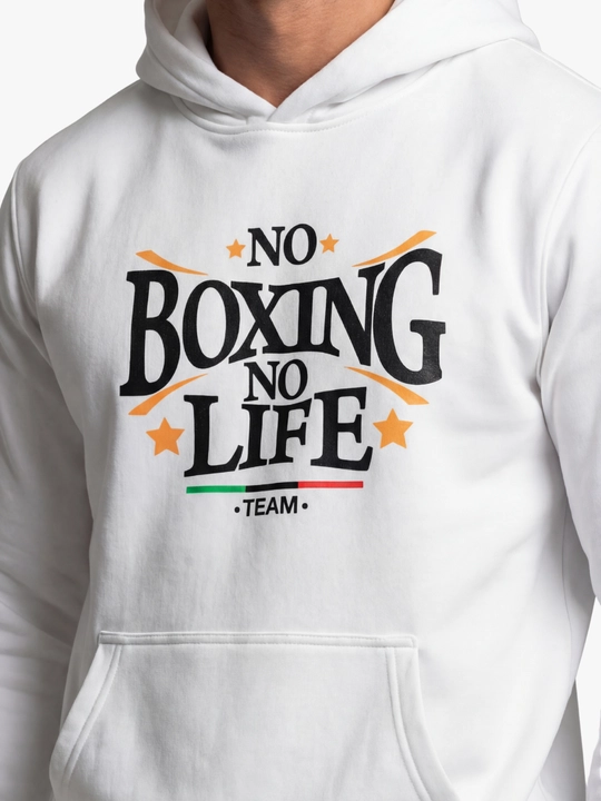 Толстовка мужская «BOXING», спортивная, белая и чёрная, с дизайнерским принтом