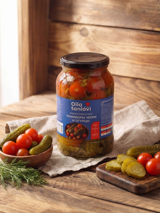 Маринованные огурцы и помидоры Oila Tanlovi, 1000 мл