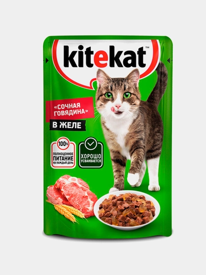 Пауч Kitekat с говядиной в желе