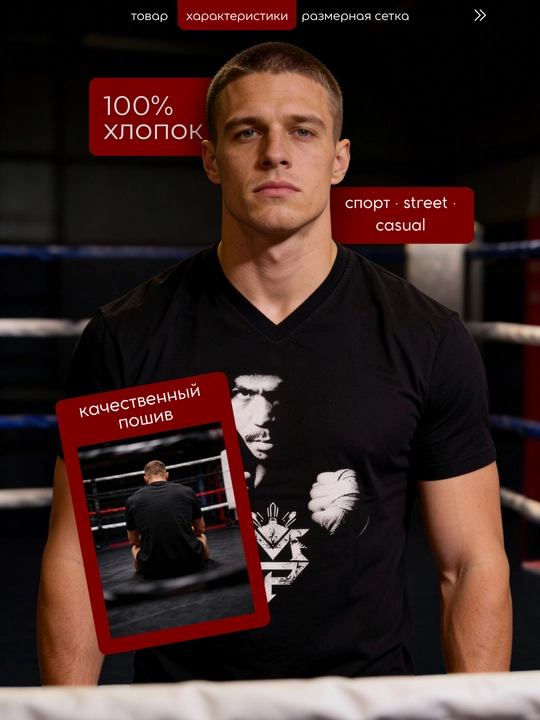 Футболка мужская чёрная базовая, размеры M–4XL
