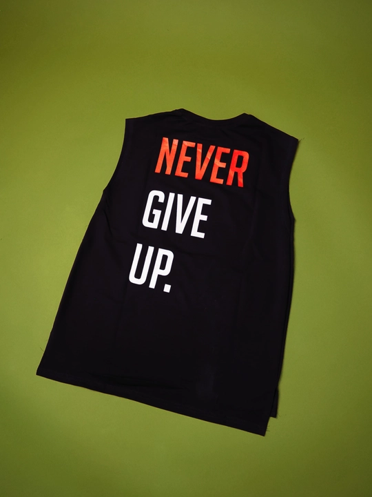 Борцовка мужская «Never Give Up», белая и чёрная, размеры M–4XL