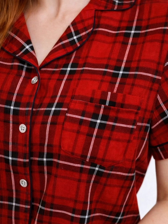 Ayollar uchun pijama (ko‘ylak va shortik), uyqu va uy uchun, paxtali, qulay va yengil