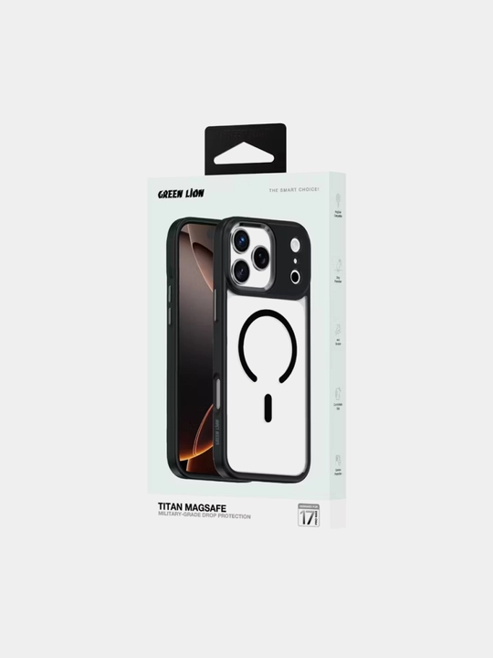 Прозрачный чехол Green Lion Titan MagSafe matte, iPhone 17 Pro/Pro Max. Матовый чехол