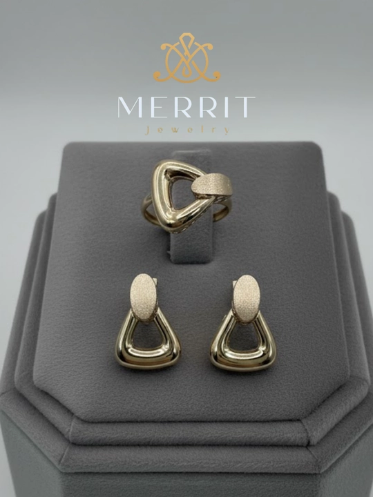 Ayollar uchun oltin uzuk va zirak to'plami, MERRIT SET1,