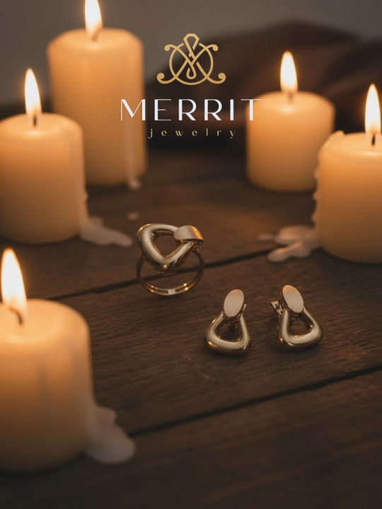 Ayollar uchun oltin uzuk va zirak to'plami, MERRIT SET1,