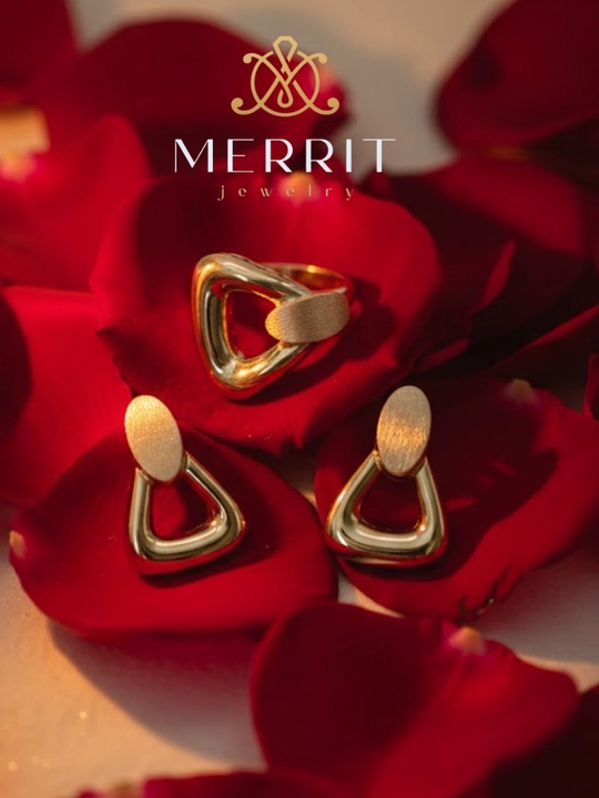 Ayollar uchun oltin uzuk va zirak to'plami, MERRIT SET1,