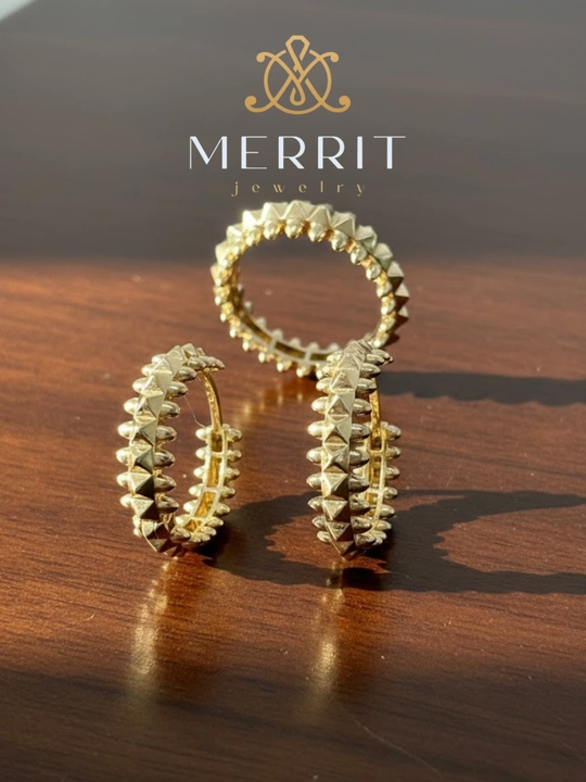 Ayollar uchun oltin uzuk va zirak to'plami, MERRIT SET1,