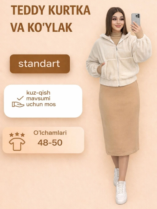 Ayollar uchun ko'ylak va teddy kurtka - 