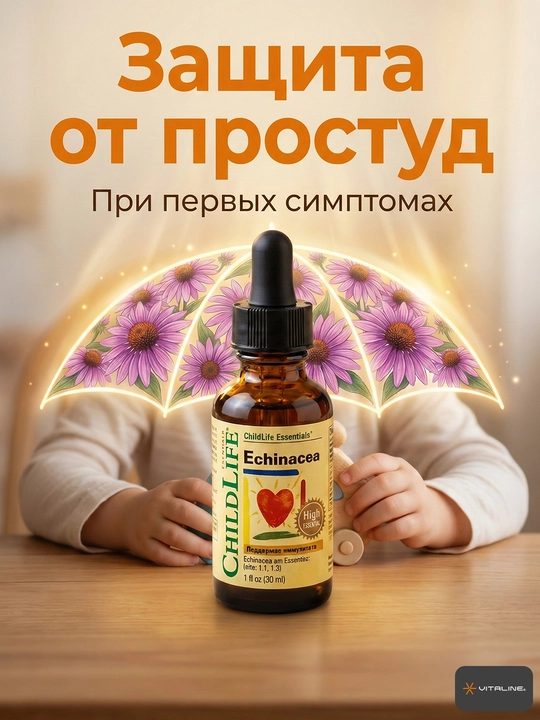 Эхинацея для детей, ChildLife Echinacea, иммунитет, вкус апельсина, 30 мл