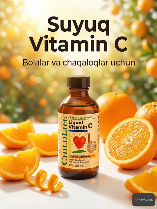 Suyuq shakldagi C vitamini ChildLife, Essentials, tabiiy apelsin ta'mi, 118 ml