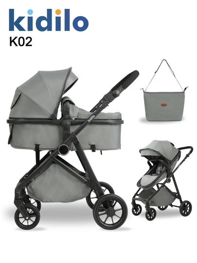 Коляска-трансформер, KIDILO K-08 — SUNBАBY-KIDK08-СЕРЫЙ