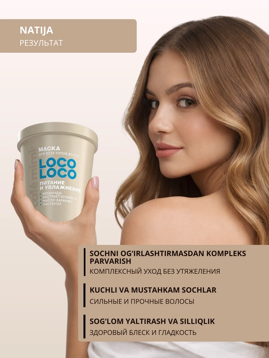 Soch niqobi, yog'li, quruq, bo'yalgan sochlar uchun Cafe Mimi
