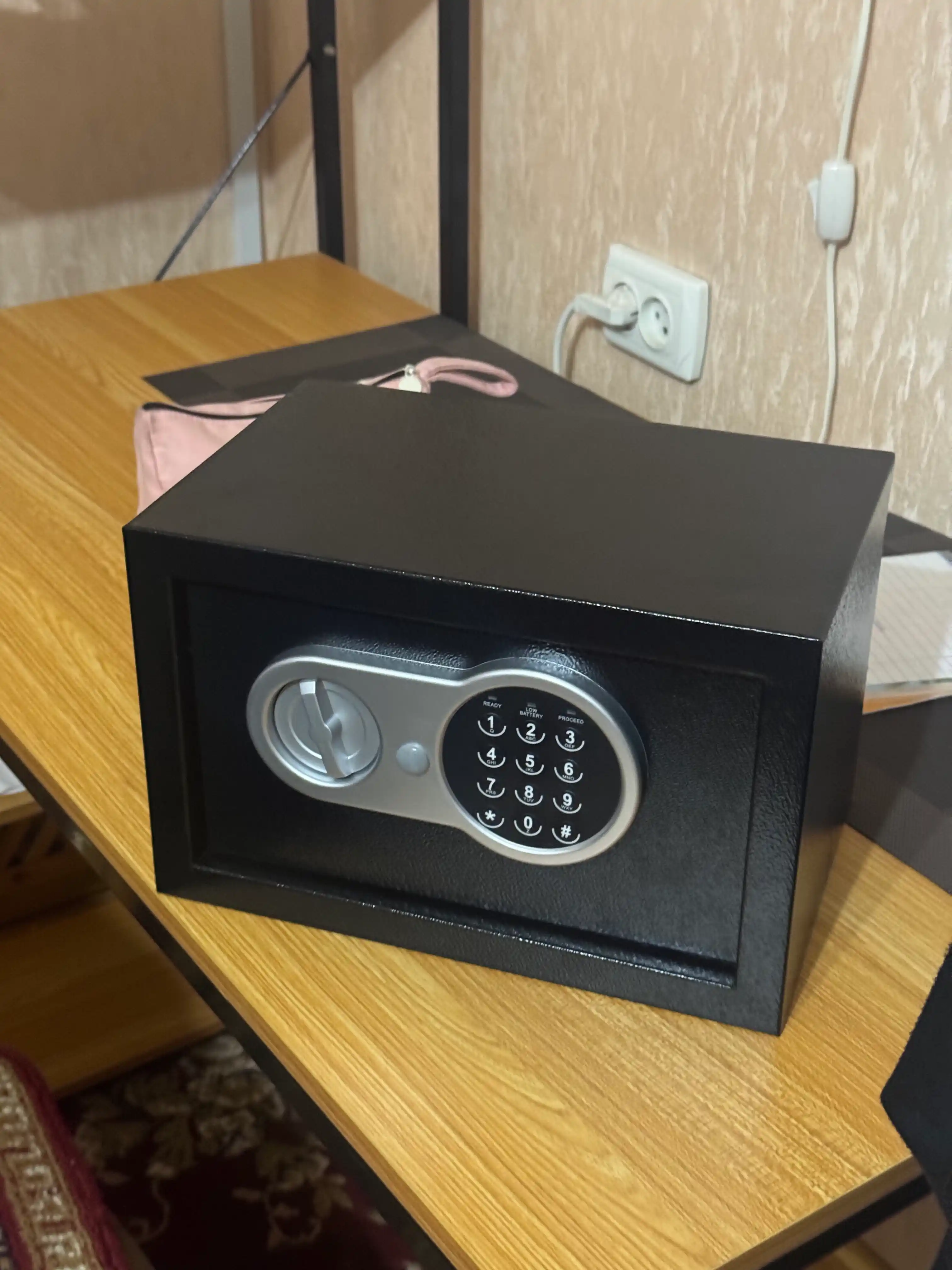 Elektron kod va kalitli seyf, 31×20×20 sm, metall, uy va ofis uchun