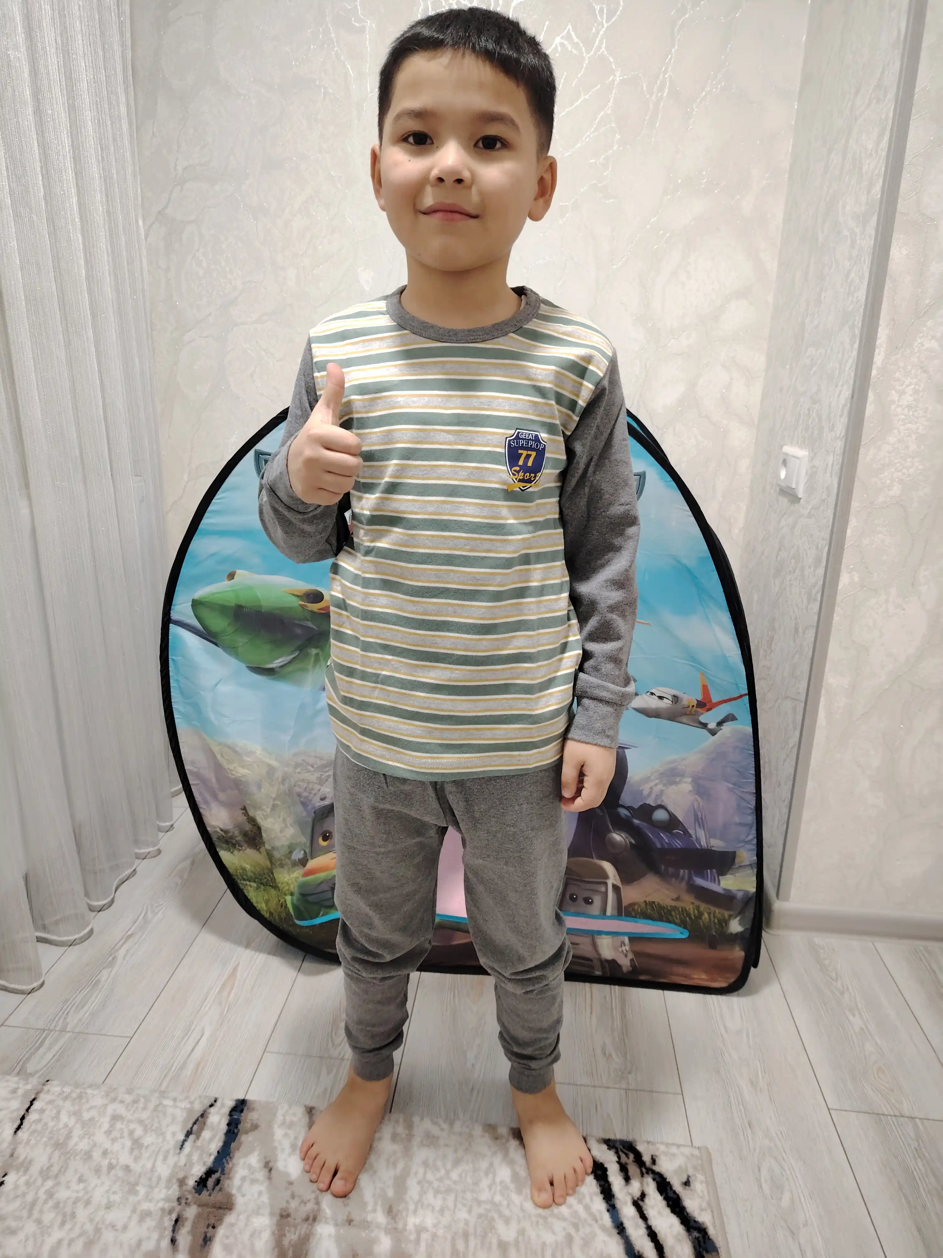 Пижама детская, хлопковая, со штанами, для мальчика, Elankids
