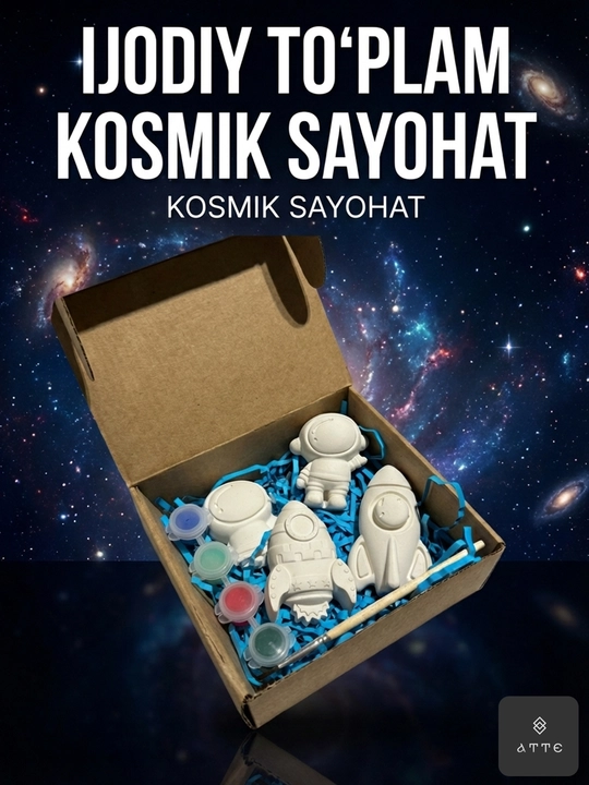 Gips figuralar bilan ijodiy to‘plam Kosmos bo‘yoqlar va mo‘yqalam bilan