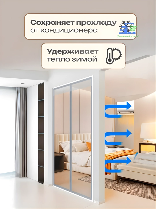 Прозрачная магнитная штора на дверь от холода и ветра, EVA, 210 см