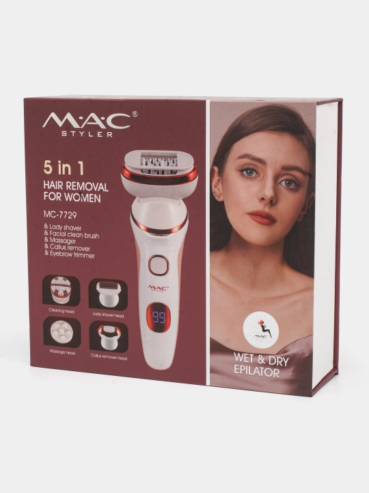 Epilator ayollar uchun, suv otkazmaydigan MAC-styler, 5 tasi 1 da, portativ depilator