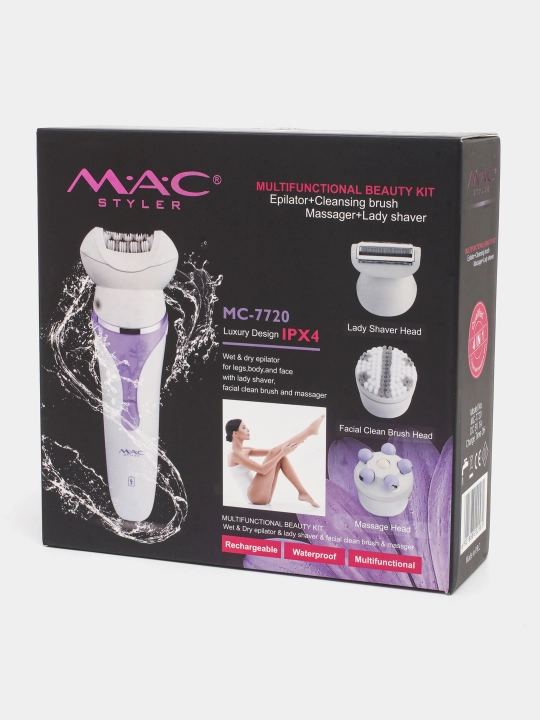 Epilator ayollar uchun, suv otkazmaydigan MAC-styler, 5 tasi 1 da, portativ depilator